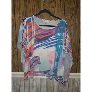 Women's Christopher & Banks Petite Tunic Top LP Multicolor Abstract